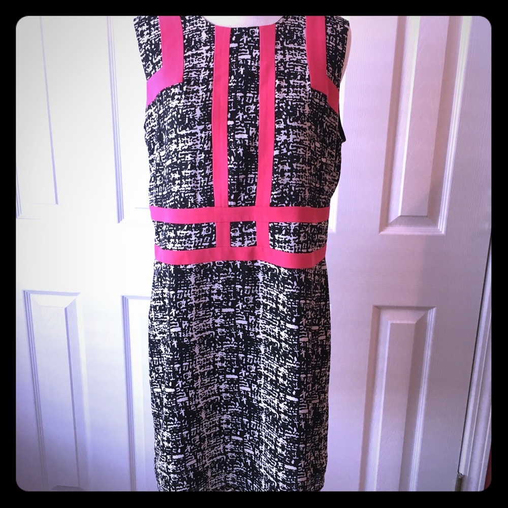 Pink and B/W shift dress